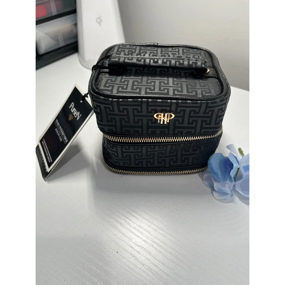 PurseN Tiara Weekender Jewelry Case Black Geometric Signature Collection NWT